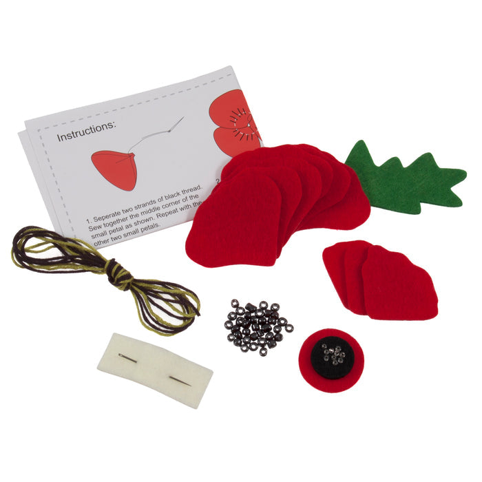 Trimits Felt Decoration Kit Poppy Brooch, 2x6x13cm, Includes Pre-Cut Felt, Stuffing, Beads, Thread, and Instructions