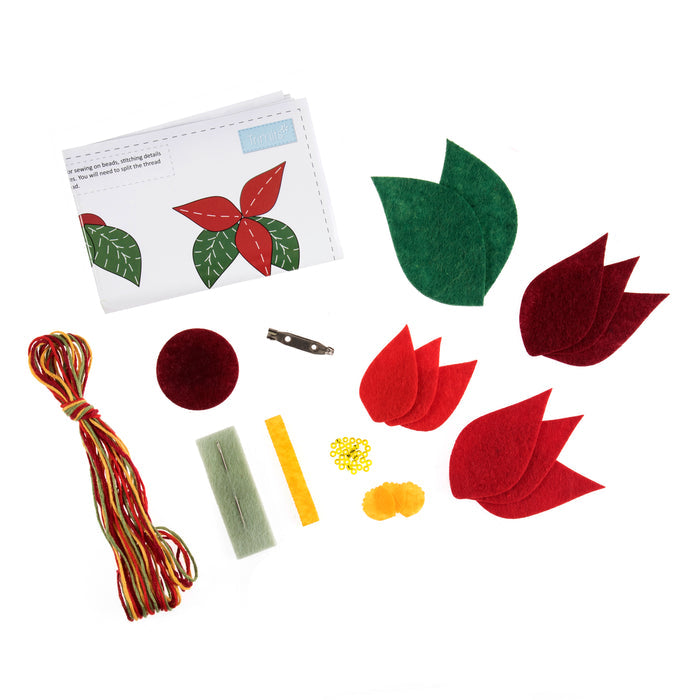 Trimits Felt Decoration Kit Pug in Santa Hat, 13x12.5cm, Includes Felt Shapes, Beads, Thread, Needles, and Brooch Pin