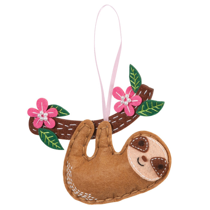 Trimits Felt Decoration Kit Sloth, 2x6x13cm, Includes Pre-Cut Felt, Stuffing, Beads, Thread, and Instructions
