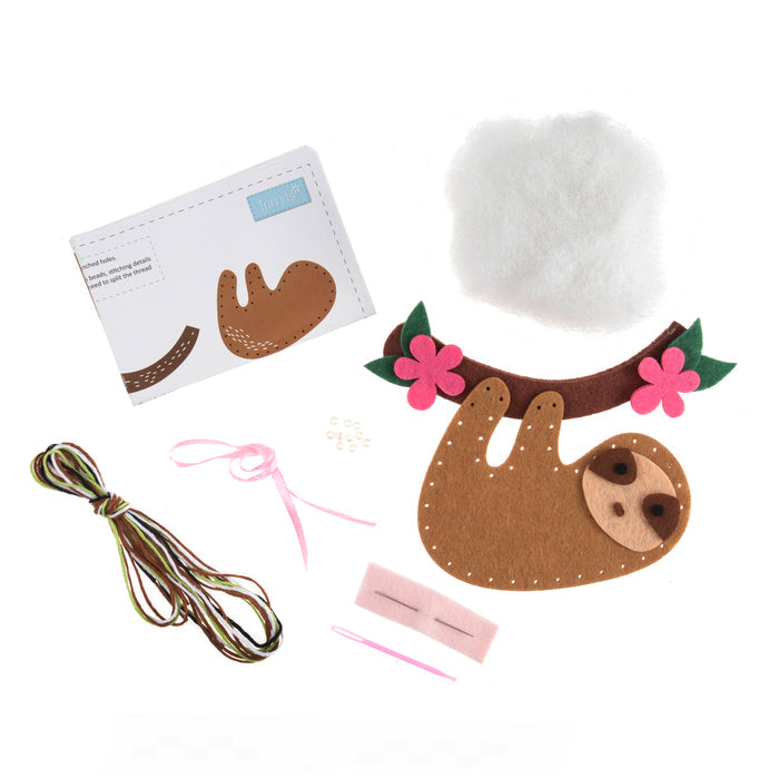 Trimits Felt Decoration Kit Sloth, 2x6x13cm, Includes Pre-Cut Felt, Stuffing, Beads, Thread, and Instructions
