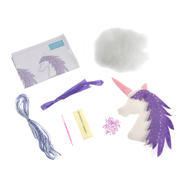 Trimits Felt Decoration Kit Unicorn, 2x6x13cm, Includes Pre-Cut Felt, Stuffing, Beads, Thread, and Instructions