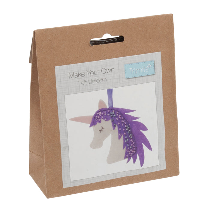 Trimits Felt Decoration Kit Unicorn, 2x6x13cm, Includes Pre-Cut Felt, Stuffing, Beads, Thread, and Instructions