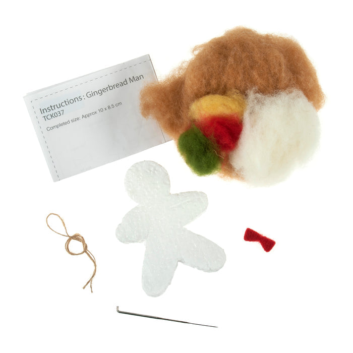 Trimits Needle Felting Kit Christmas Gingerbread Man, 4.5x11.5cm, Includes Wool, Felting Needle, Polystyrene Shapes, and Instructions