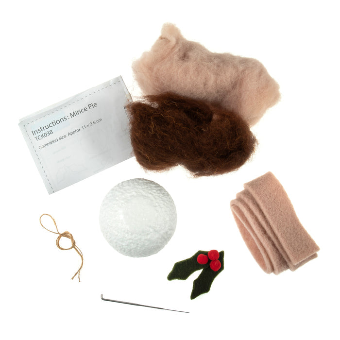 Trimits Needle Felting Kit Christmas Mince Pie, 4.5x11.5cm, Includes Wool, Felting Needle, Polystyrene Shapes, and Instructions