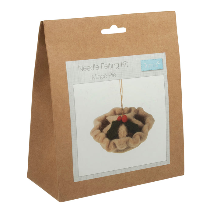 Trimits Needle Felting Kit Christmas Mince Pie, 4.5x11.5cm, Includes Wool, Felting Needle, Polystyrene Shapes, and Instructions