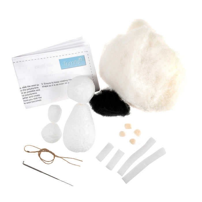 Trimits Needle Felting Kit Christmas Polar Bear, 4.5x11.5cm, Includes Wool, Felting Needle, Polystyrene Shapes, and Instructions