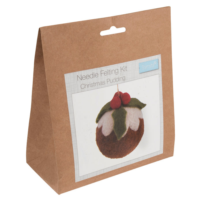 Trimits Needle Felting Kit Christmas Pudding, 4.5x11.5cm, Includes Wool, Felting Needle, Polystyrene Shapes, and Instructions