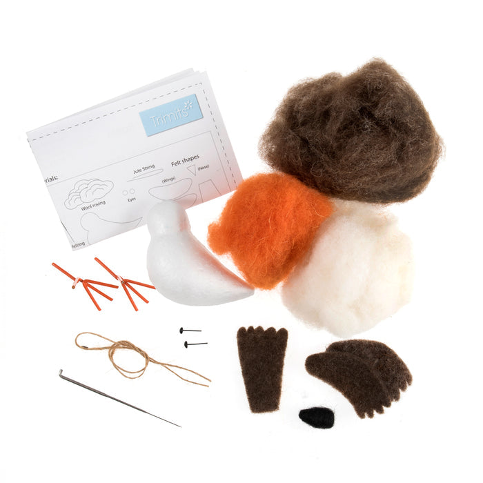Trimits Needle Felting Kit Christmas Robin, 4.5x11.5cm, Includes Wool, Felting Needle, Polystyrene Shapes, and Instructions