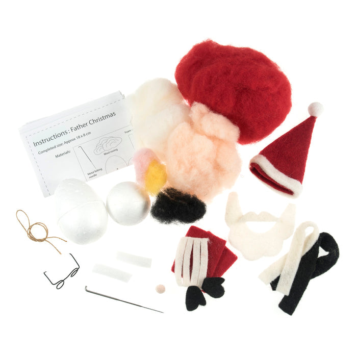 Trimits Needle Felting Kit Christmas Santa, 4.5x11.5cm, Includes Wool, Felting Needle, Polystyrene Shapes, and Instructions