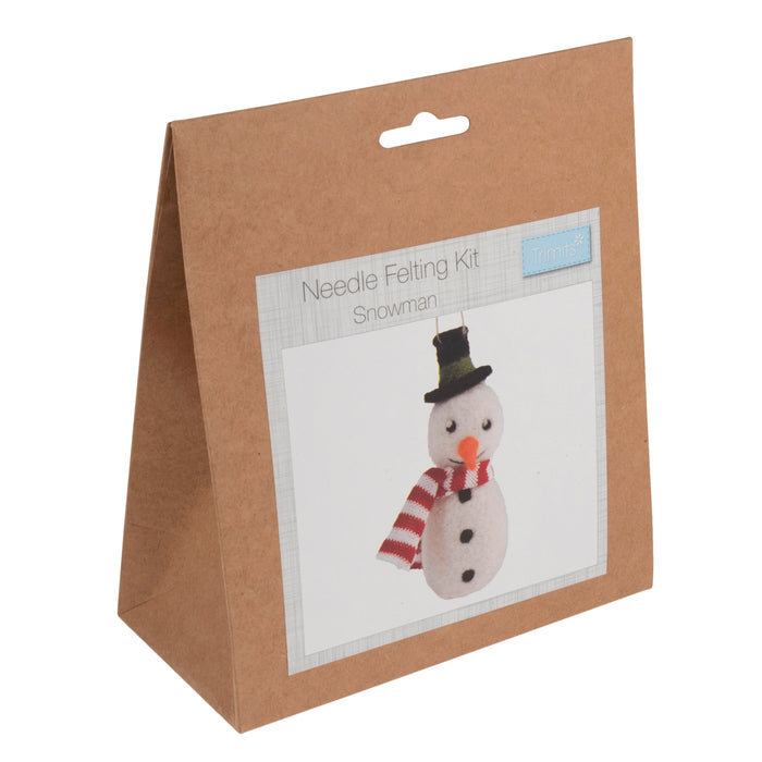 Trimits Needle Felting Kit Christmas Snowman, 4.5x11.5cm, Includes Wool, Felting Needle, Polystyrene Shapes, and Instructions