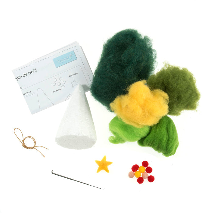 Trimits Needle Felting Kit Christmas Tree, 4.5x11.5cm, Includes Wool, Felting Needle, Polystyrene Shapes, and Instructions