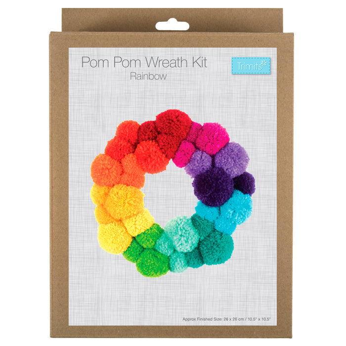 Trimits Pom Pom Wreath Kit Green, 30x30cm, Includes Pom Pom Makers, Yarn, and Metal Hoop Fabric