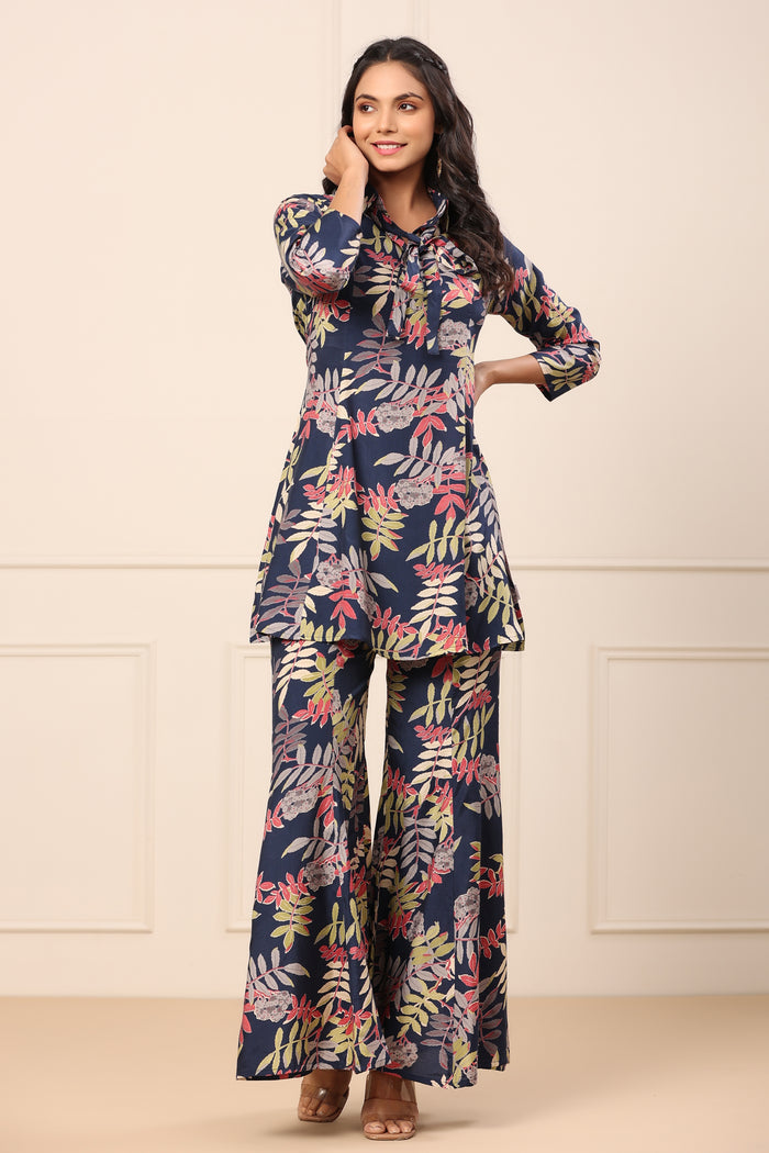 Tropical Blue Russian Silk Co-ord Set
