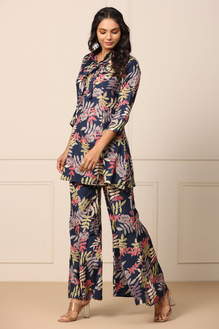 Tropical Blue Russian Silk Co-ord Set
