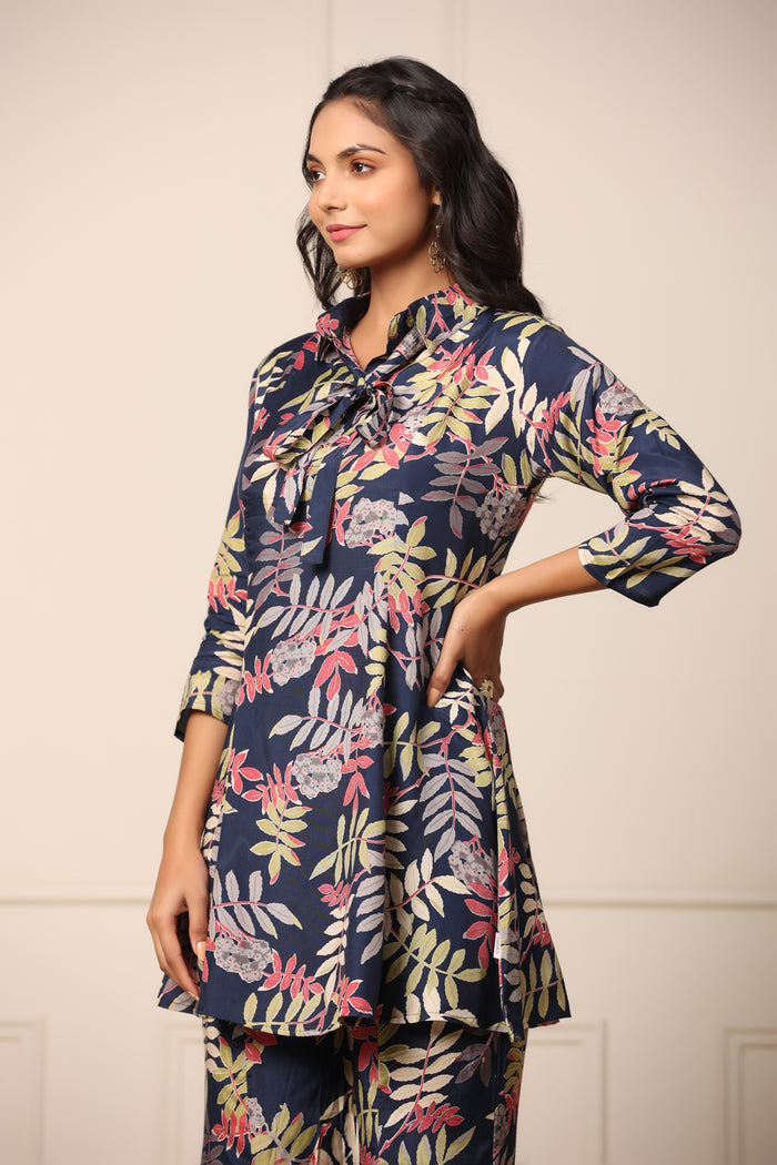 Tropical Blue Russian Silk Co-ord Set