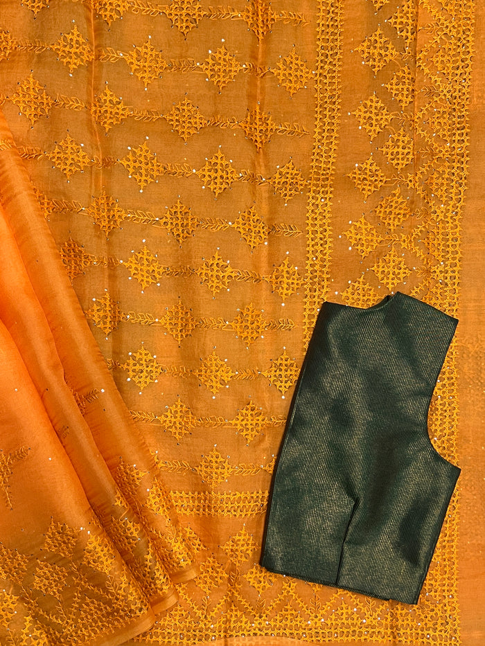 Tuhina Kutch Embroidery Organza Saree