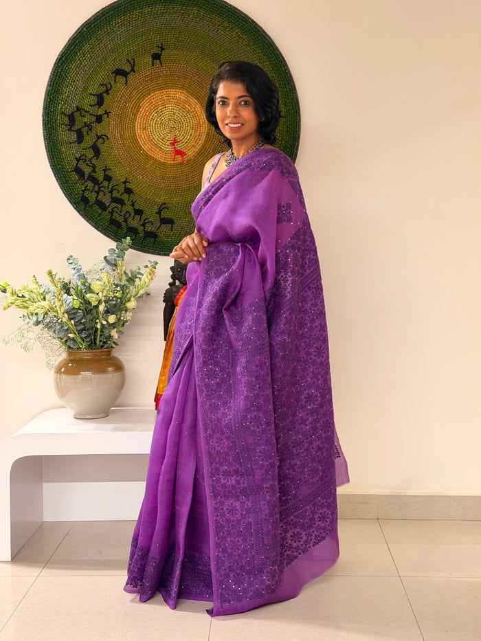Tuhina Kutch Embroidery Organza Saree