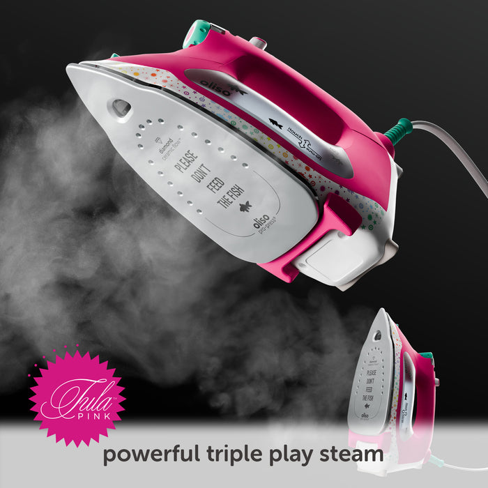 Tula Pink x Oliso TG1600 Pro Plus Smart Iron – iTouch Auto‑Lift, Diamond Ceramic Soleplate (UK)