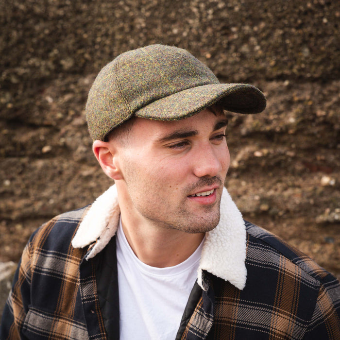 Tweed Baseball Style Cap with Earflaps