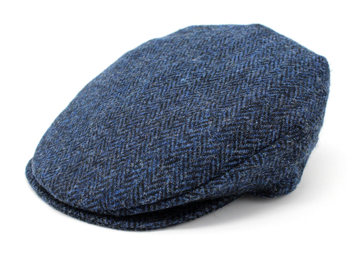 Blue and Black Herringbone - Scottish Harris Tweed / Small