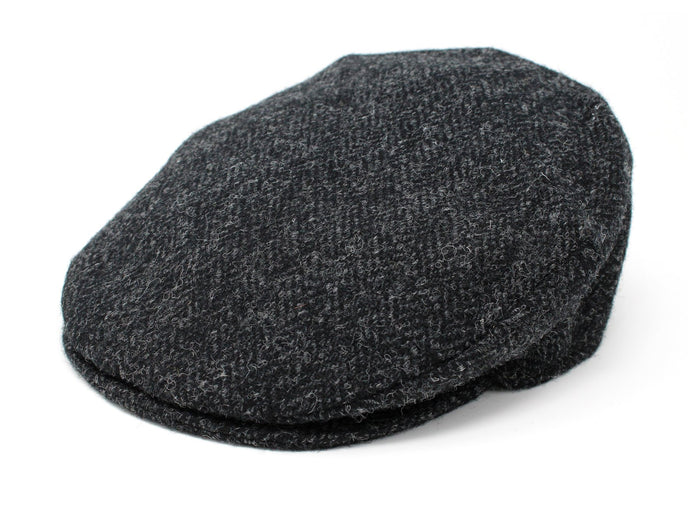 Black and Charcoal Herringbone - Scottish Harris Tweed / Small