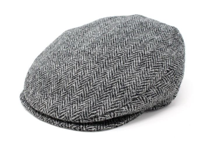 Classic Black and White Herringbone - Scottish Harris Tweed / Small