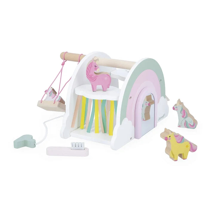 Unicorn Rainbow House Wooden Toy with 4 Unicorns