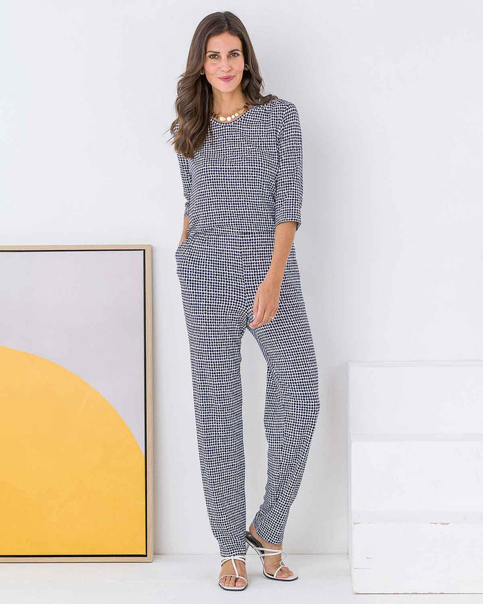 Valentina  Patterned Viscose 3/4 sleeved Blouson Top - Image 4 - The Classic Boutique