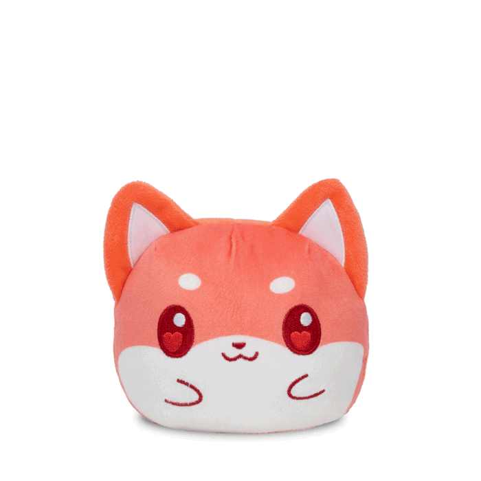 Valentine Present Shiba 4" Reversible Plushie flip gif