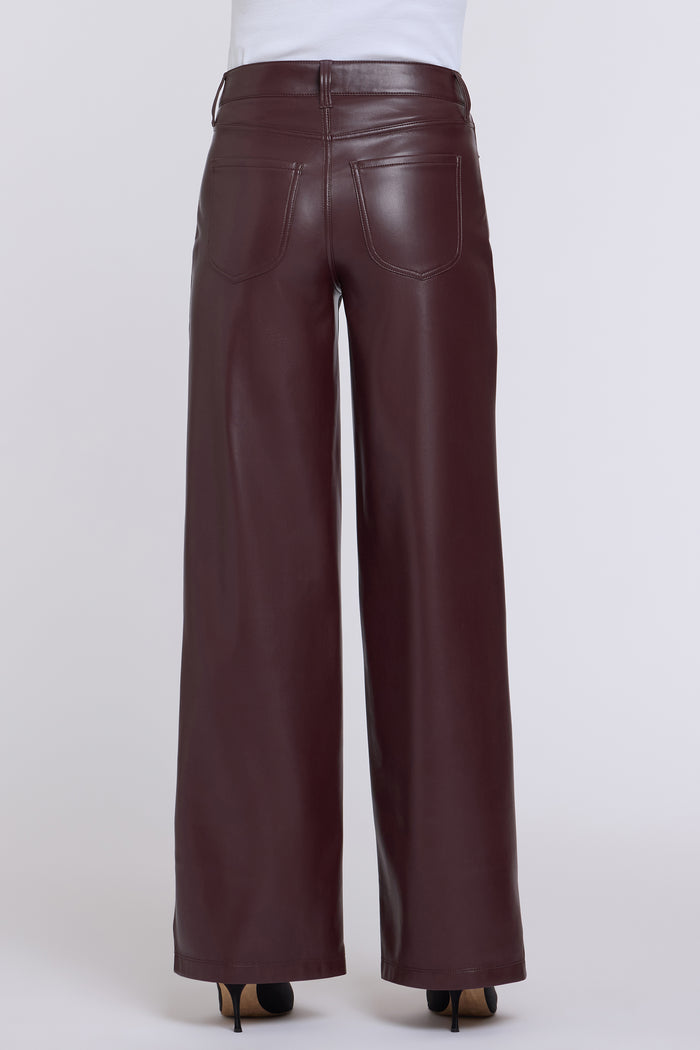 Vegan Stretch Leather Teresa Wide Leg Pants - Bitter Chocolate