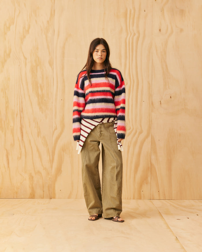 VELMA SWEATER VELVET BERRY STRIPE