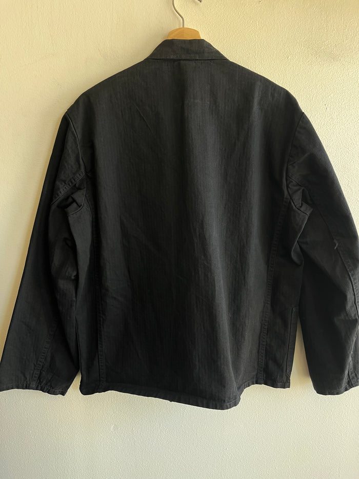 Vintage 1970’s Black Herringbone Twill French Chore Coat