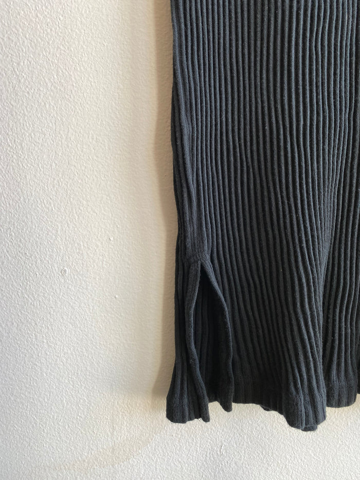 Vintage 90's Banana Republic Black Ribbed Cotton Midi Dress