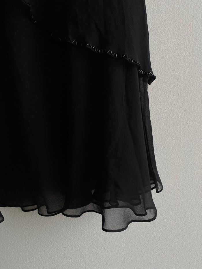 Vintage 90's Marina Black Beaded Midi Skirt - La Lovely Vintage