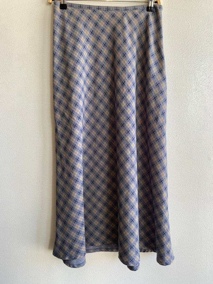 Vintage 90's Norton McNaughton Blue Plaid Midi Skirt - La Lovely Vintage