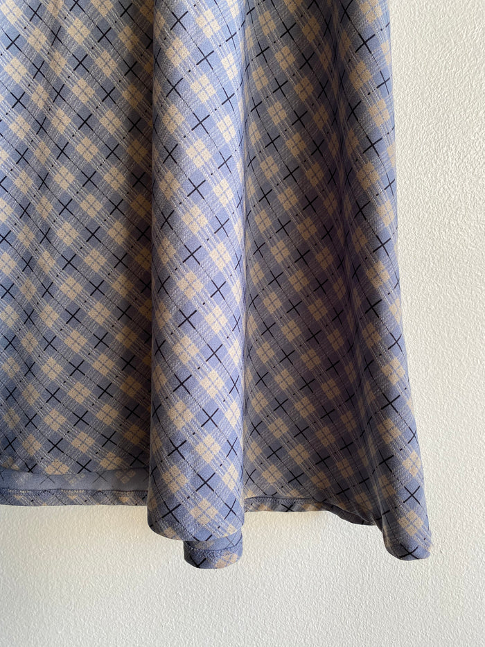 Vintage 90's Norton McNaughton Blue Plaid Midi Skirt - La Lovely Vintage