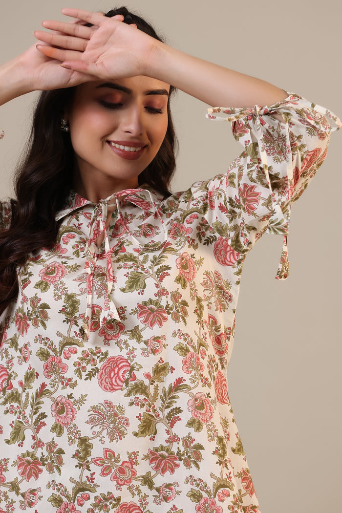 Vintage Jaal on Off white Cotton Collared Co-ord Set