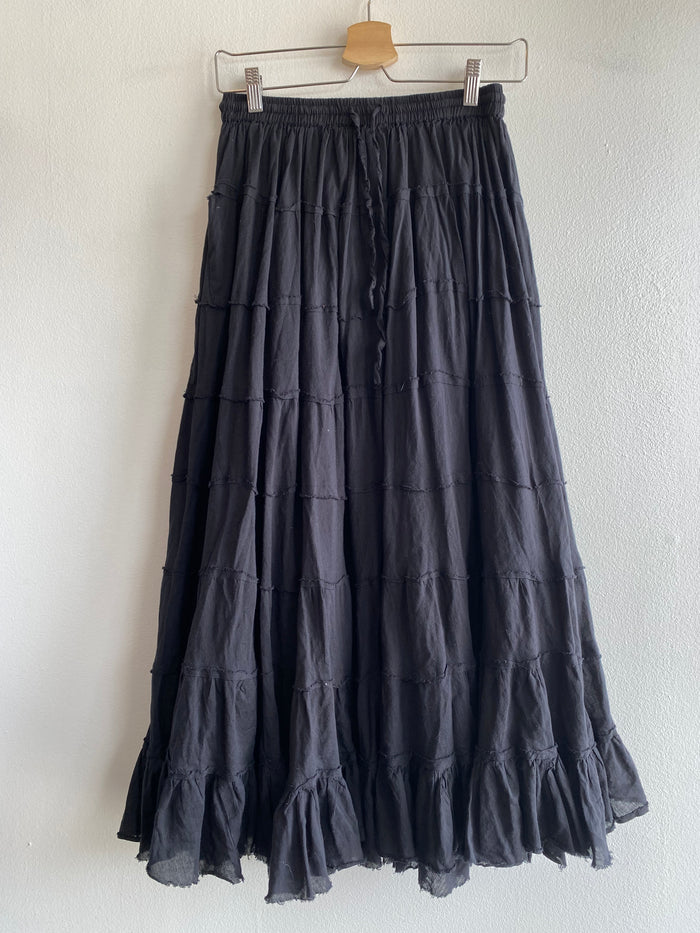 Vintage Jackpot 1990's Black Cotton Maxi Skirt - La Lovely Vintage