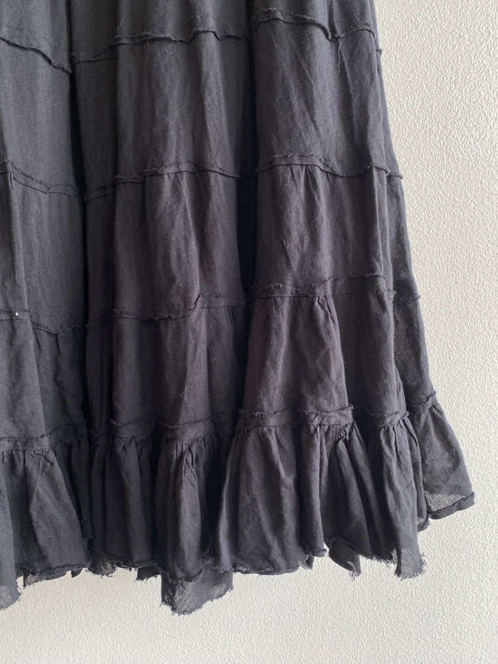 Vintage Jackpot 1990's Black Cotton Maxi Skirt - La Lovely Vintage