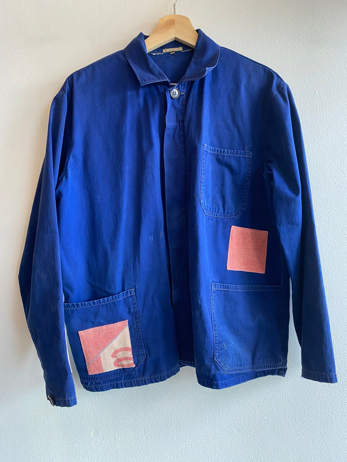 Vintage Patched Cobalt Blue Chore Coat - La Lovely Vintage