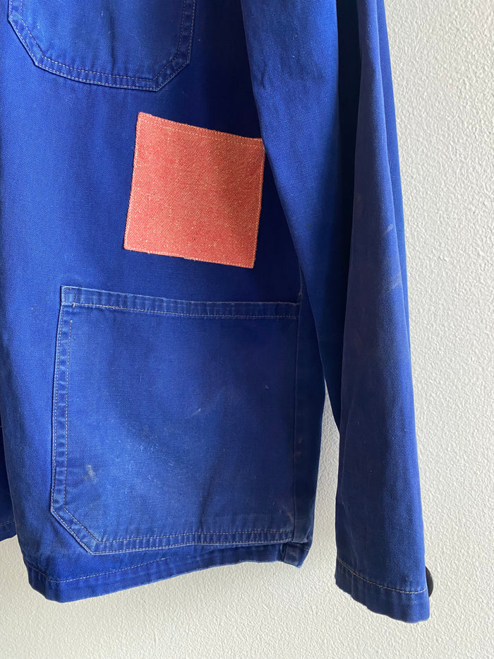 Vintage Patched Cobalt Blue Chore Coat - La Lovely Vintage