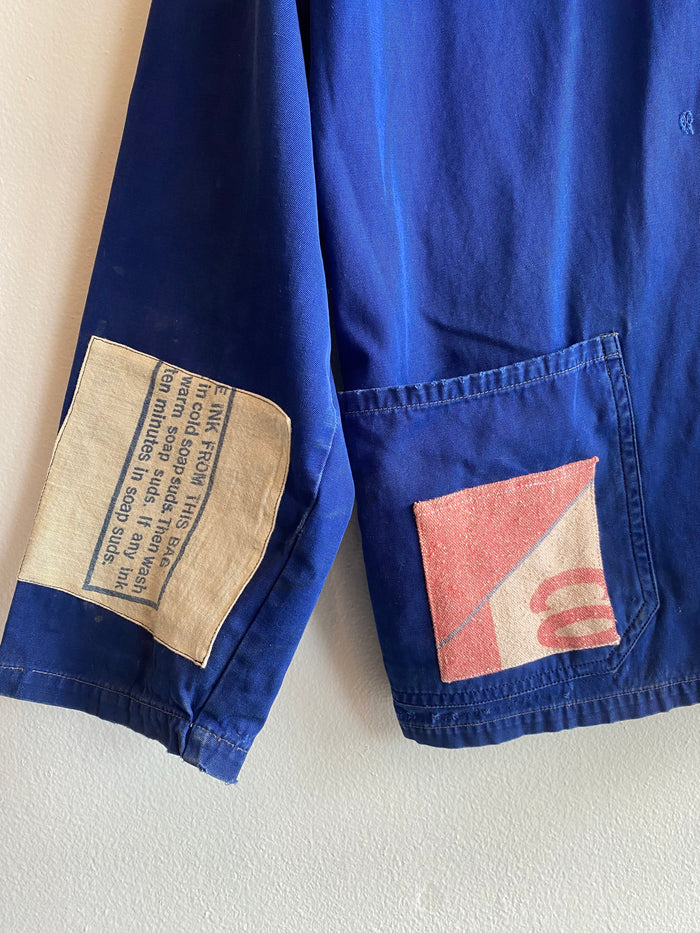 Vintage Patched Cobalt Blue Chore Coat - La Lovely Vintage