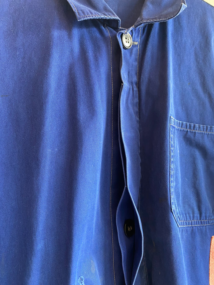 Vintage Patched Cobalt Blue Chore Coat - La Lovely Vintage