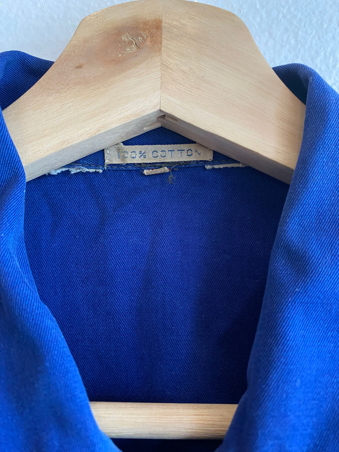 Vintage Patched Cobalt Blue Chore Coat - La Lovely Vintage
