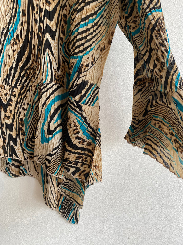 Vintage Y2K Jaipur Animal Print Bell Sleeve Blouse - La Lovely Vintage