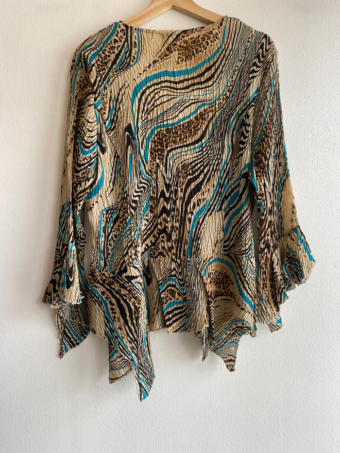 Vintage Y2K Jaipur Animal Print Bell Sleeve Blouse - La Lovely Vintage