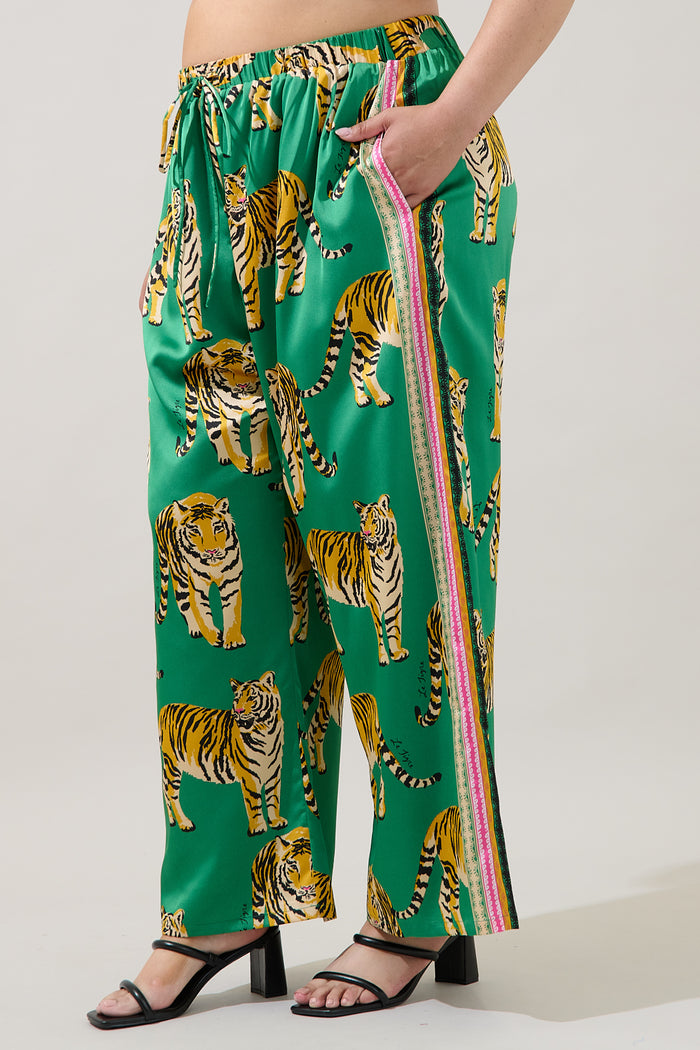 Violda Tiger Wide Leg Pants Curve