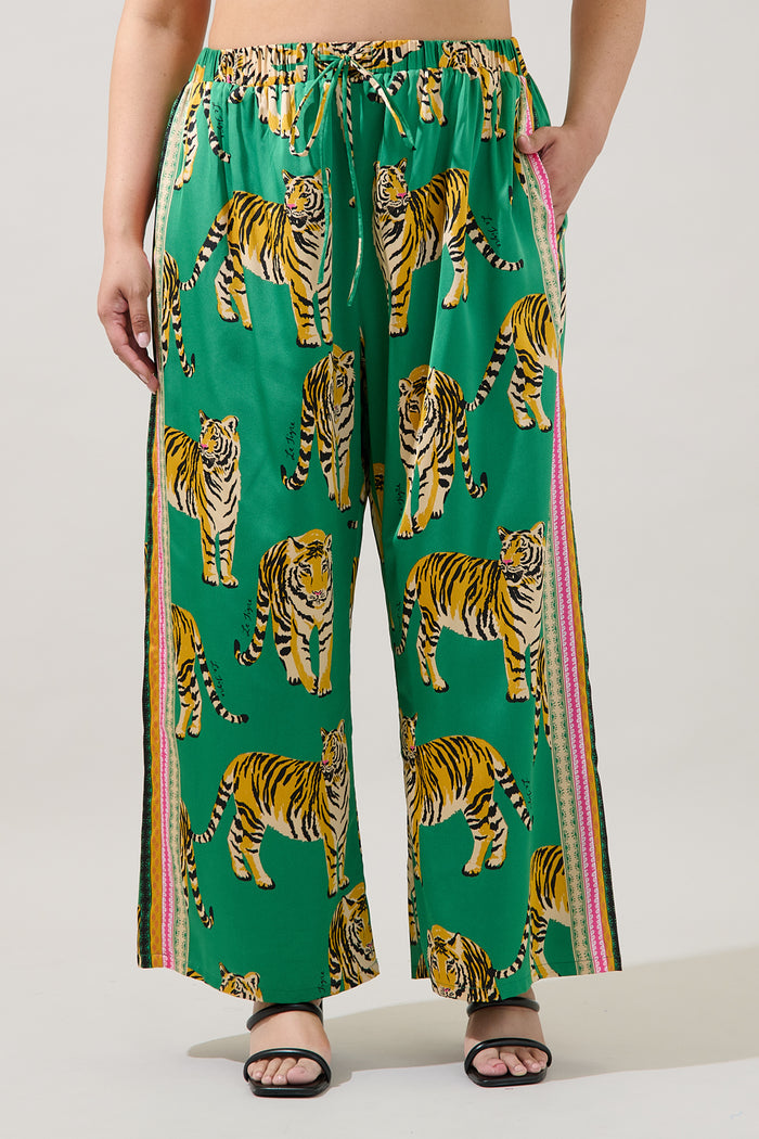 Violda Tiger Wide Leg Pants Curve