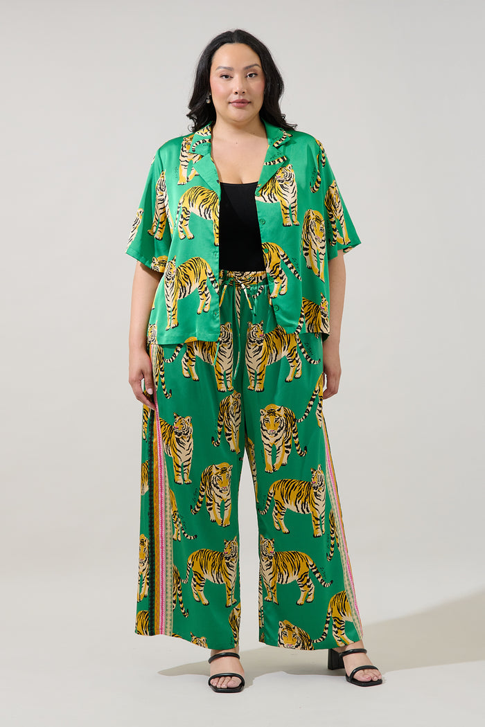 Violda Tiger Wide Leg Pants Curve