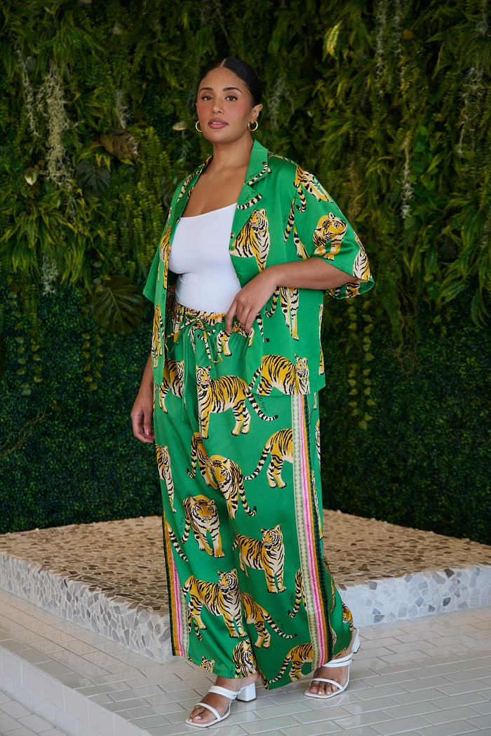 Violda Tiger Wide Leg Pants Curve